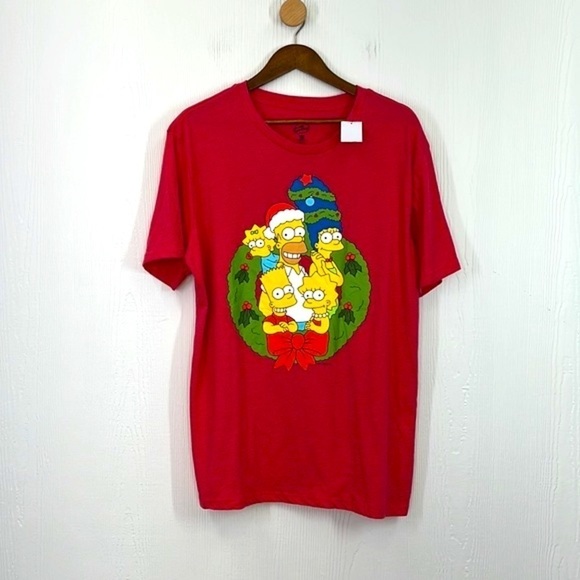 The Simpsons - NWT The Simpsons Family With Christmas Wreath Graphic T Shirt XL - Picture 7 of 11